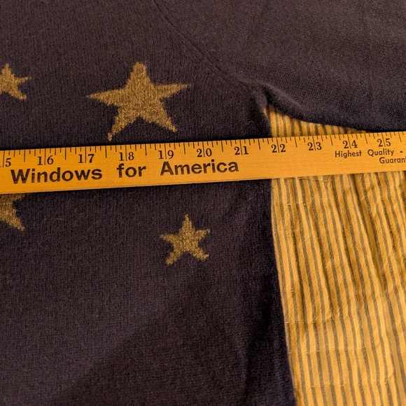 CASHMERE navy Blue Grey Stars Sweater XL Peck and Peck - Picture 2 of 4